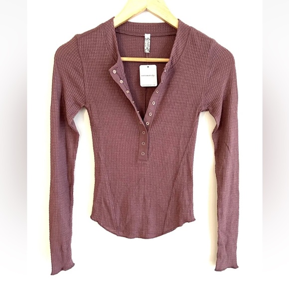 Free People Tops - Free People One of The Girls Henley in Clove Bark NWT Size XS